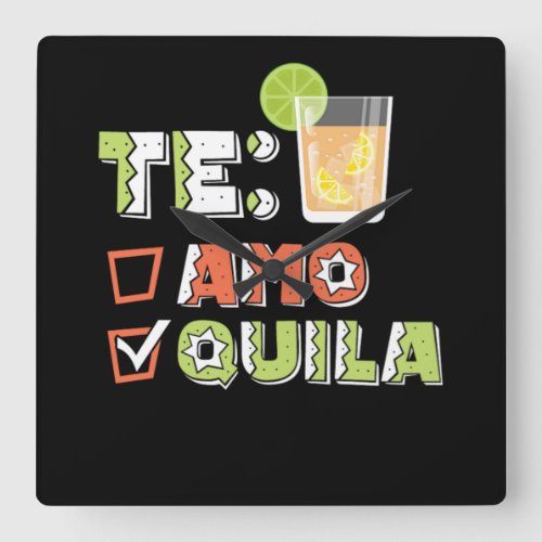46Cinco De Mayo Te Amo Quila Tequila Lime Square Wall Clock