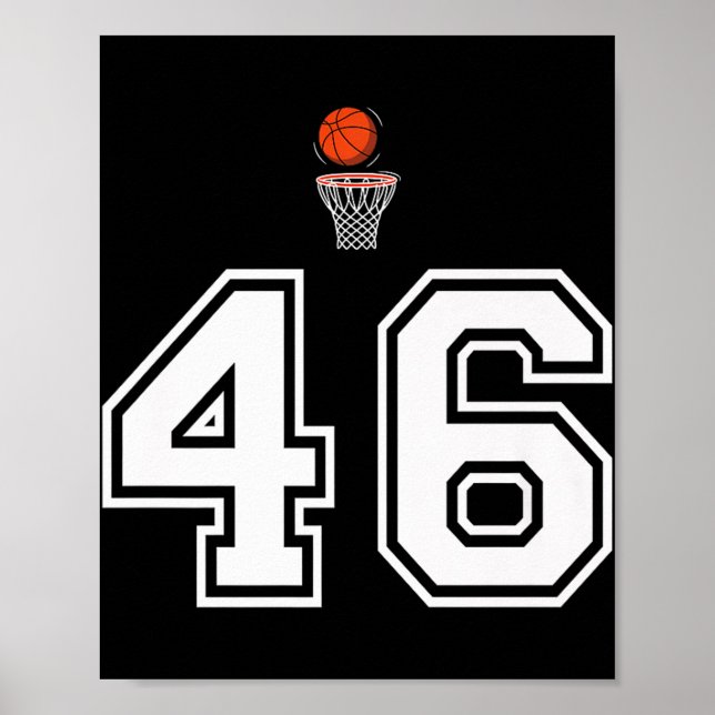 46 Number Basketball Style Vintage White Premium  Poster (Front)