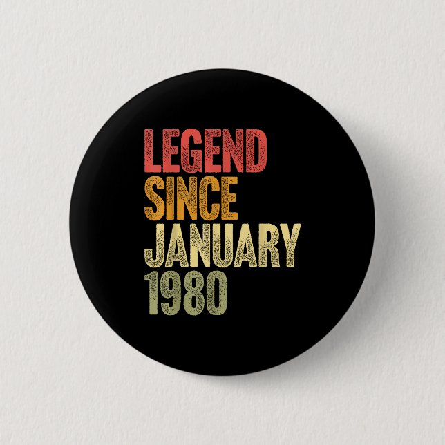 46 Year Old Legend Since January 1980 Retro 46th B Button (Front)