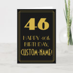 [ Thumbnail: 46th Birthday ~ Art Deco Inspired Look "46" & Name Card ]