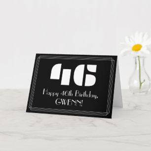 46th Birthday: Art Deco Inspired Look "46" & Name Card
