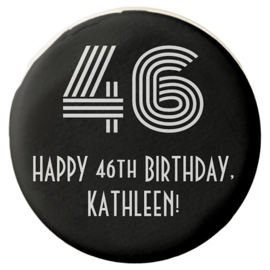 46th Birthday - Art Deco Inspired Look "46", Name Chocolate Covered Oreo (Front)