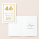 [ Thumbnail: 46th Birthday: Art Deco Inspired Look "46" & Name Foil Card ]