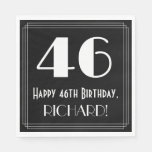 [ Thumbnail: 46th Birthday ~ Art Deco Inspired Look "46", Name Napkins ]