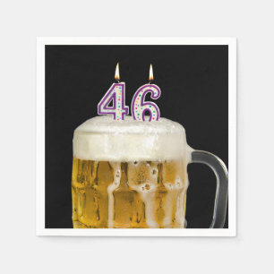46th Birthday Beer on black Napkins