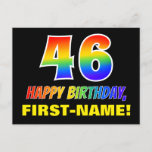 [ Thumbnail: 46th Birthday: Bold, Fun, Simple, Rainbow 46 Postcard ]