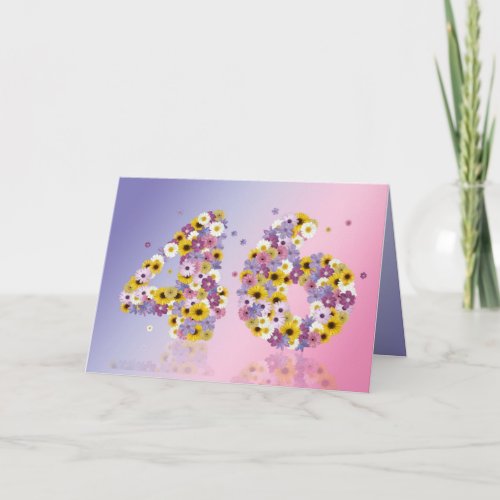 46th birthday card with flowery letters