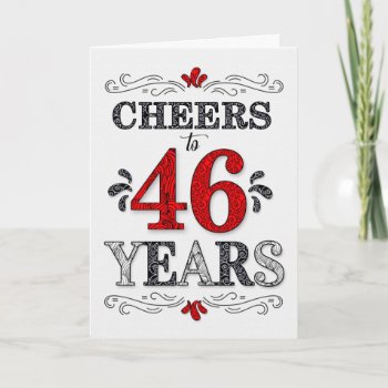 46th Birthday Cheers In Red White Black Pattern Card by SalonOfArt at Zazzle