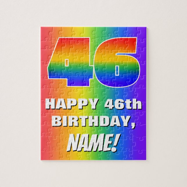 46th Birthday: Colorful, Fun Rainbow Pattern # 46 Jigsaw Puzzle (Vertical)