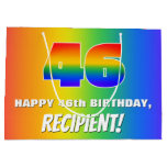 [ Thumbnail: 46th Birthday: Colorful, Fun Rainbow Pattern # 46 Gift Bag ]