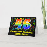 [ Thumbnail: 46th Birthday: Colorful Music Symbols & Rainbow 46 Card ]