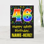 [ Thumbnail: 46th Birthday: Colorful Music Symbols + Rainbow 46 Card ]