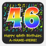[ Thumbnail: 46th Birthday: Colorful Music Symbols, Rainbow 46 Sticker ]