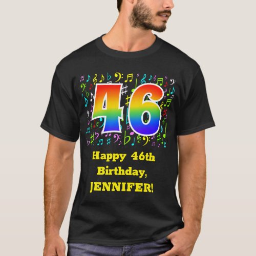 46th Birthday Colorful Music Symbols Rainbow 46 T_Shirt