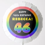 [ Thumbnail: 46th Birthday: Colorful Rainbow # 46, Custom Name Balloon ]