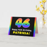 [ Thumbnail: 46th Birthday: Colorful Rainbow # 46, Custom Name Card ]
