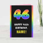 [ Thumbnail: 46th Birthday: Colorful Rainbow # 46, Custom Name Card ]