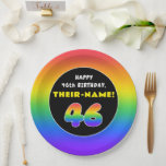 [ Thumbnail: 46th Birthday: Colorful Rainbow # 46, Custom Name Paper Plates ]