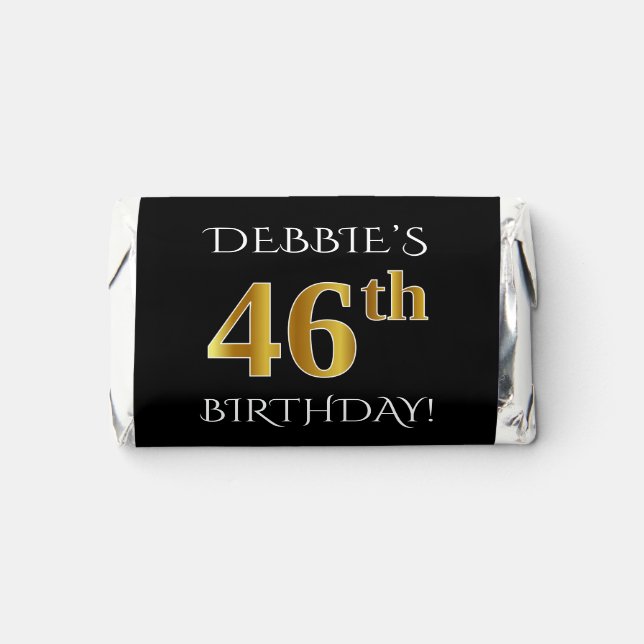 46th Birthday — Elegant, Faux Gold Look 46 + Name Hershey's Miniatures (Front)