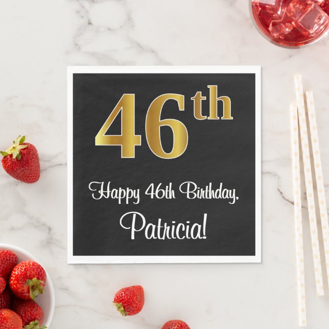 46th Birthday ~ Elegant Luxurious Faux Gold Look # Napkins (Insitu)