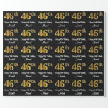 [ Thumbnail: 46th Birthday: Elegant Luxurious Faux Gold Look # Wrapping Paper ]