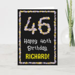 [ Thumbnail: 46th Birthday: Floral Flowers Number, Custom Name Card ]