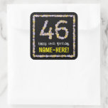 [ Thumbnail: 46th Birthday: Floral Flowers Number, Custom Name Sticker ]