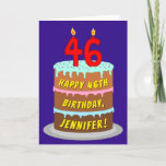 [ Thumbnail: 46th Birthday: Fun Cake and Candles + Custom Name Card ]