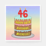 [ Thumbnail: 46th Birthday: Fun Cake and Candles + Custom Name Napkins ]