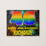 [ Thumbnail: 46th Birthday: Fun, Colorful Celebratory Fireworks Jigsaw Puzzle ]