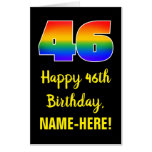 [ Thumbnail: 46th Birthday: Fun, Colorful, Happy, Rainbow # 46 Card ]