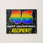[ Thumbnail: 46th Birthday — Fun, Colorful Star Field Pattern Jigsaw Puzzle ]