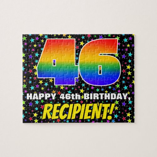 46th Birthday  Fun Colorful Star Field Pattern Jigsaw Puzzle