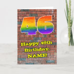 [ Thumbnail: 46th Birthday: Fun Graffiti-Inspired Rainbow 46 Card ]
