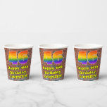 [ Thumbnail: 46th Birthday: Fun Graffiti-Inspired Rainbow 46 Paper Cups ]