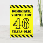 [ Thumbnail: 46th Birthday: Fun Stencil Style Text, Custom Name Card ]