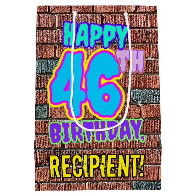 46th Birthday: Fun, Urban Graffiti Inspired Look Medium Gift Bag (Back)