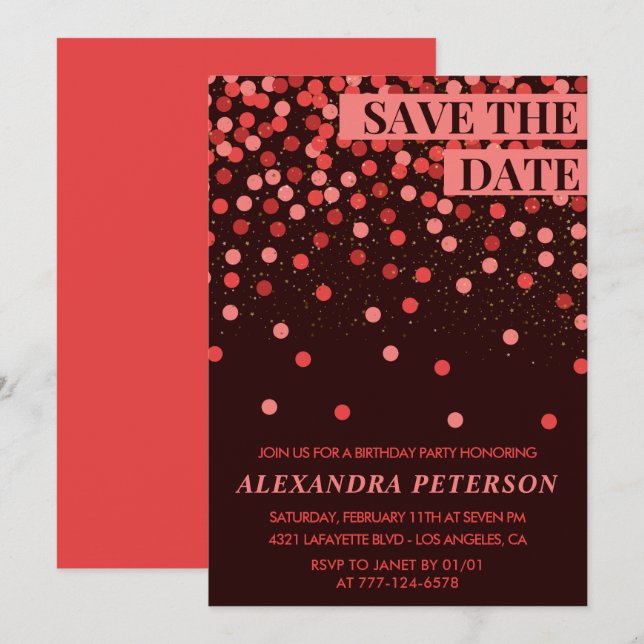 46th birthday invitations Save the date Confetti  (Front/Back)