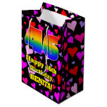 [ Thumbnail: 46th Birthday: Loving Hearts Pattern, Rainbow # 46 Gift Bag ]