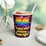[ Thumbnail: 46th Birthday: Loving Hearts Pattern, Rainbow 46 Paper Cups ]