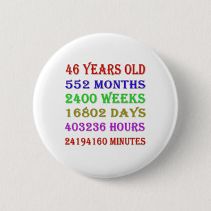 46th Birthday Milestones Button