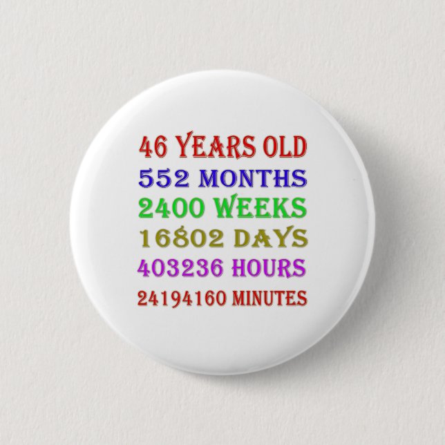 46th Birthday Milestones Button (Front)