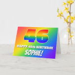 [ Thumbnail: 46th Birthday: Multicolored Rainbow Pattern # 46 Card ]