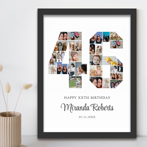 46th Birthday Number 46 Custom Photo Collage Poster