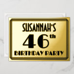 [ Thumbnail: 46th Birthday Party — Art Deco Look “46” + Name Invitation ]