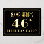 [ Thumbnail: 46th Birthday Party: Art Deco Look “46”, W/ Name Invitation ]
