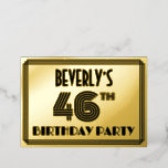 [ Thumbnail: 46th Birthday Party — Art Deco Style “46” & Name Invitation ]