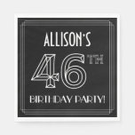 [ Thumbnail: 46th Birthday Party: Art Deco Style + Custom Name Napkins ]