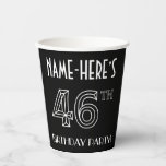 [ Thumbnail: 46th Birthday Party: Art Deco Style + Custom Name Paper Cups ]