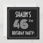 [ Thumbnail: 46th Birthday Party: Art Deco Style W/ Custom Name Invitation ]